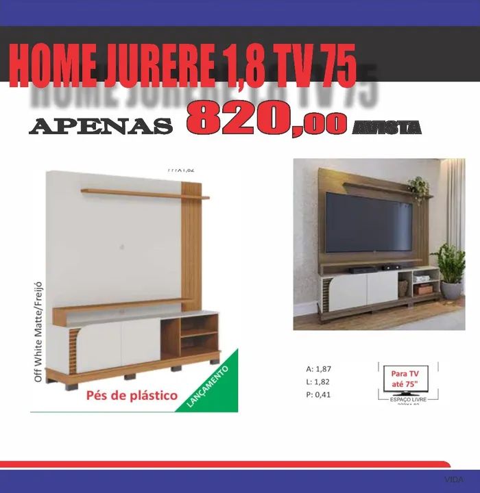 Home Jurerê para tv de 75 polegadas 