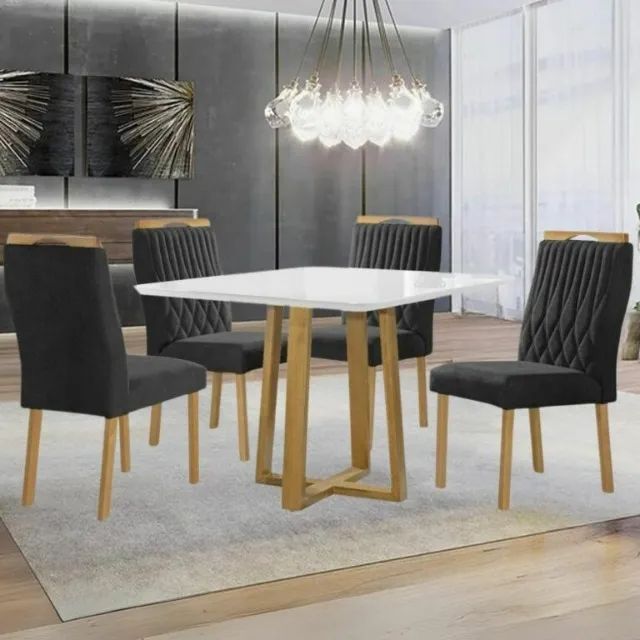 Mesa Pedro 90x90  com 4 Cadeiras Gênova - Art Assentos