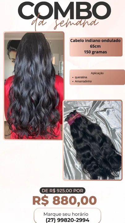 Cabelo humano com aplicação