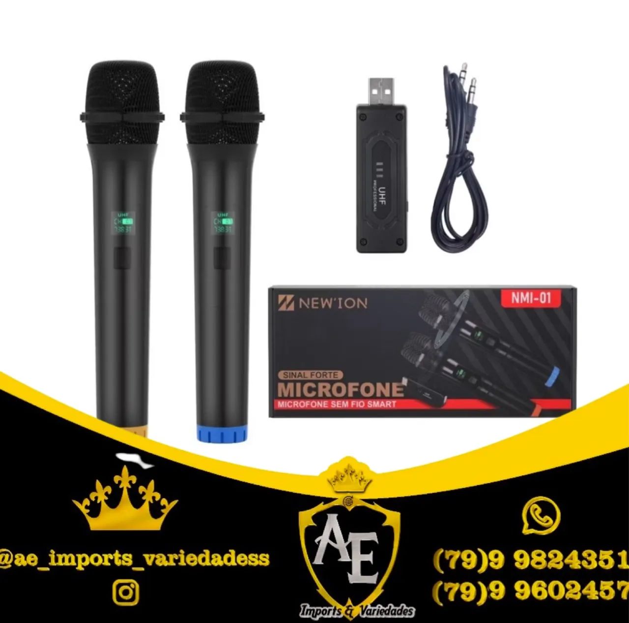 Microfone Sem Fio Duplo New'ion NMI-01