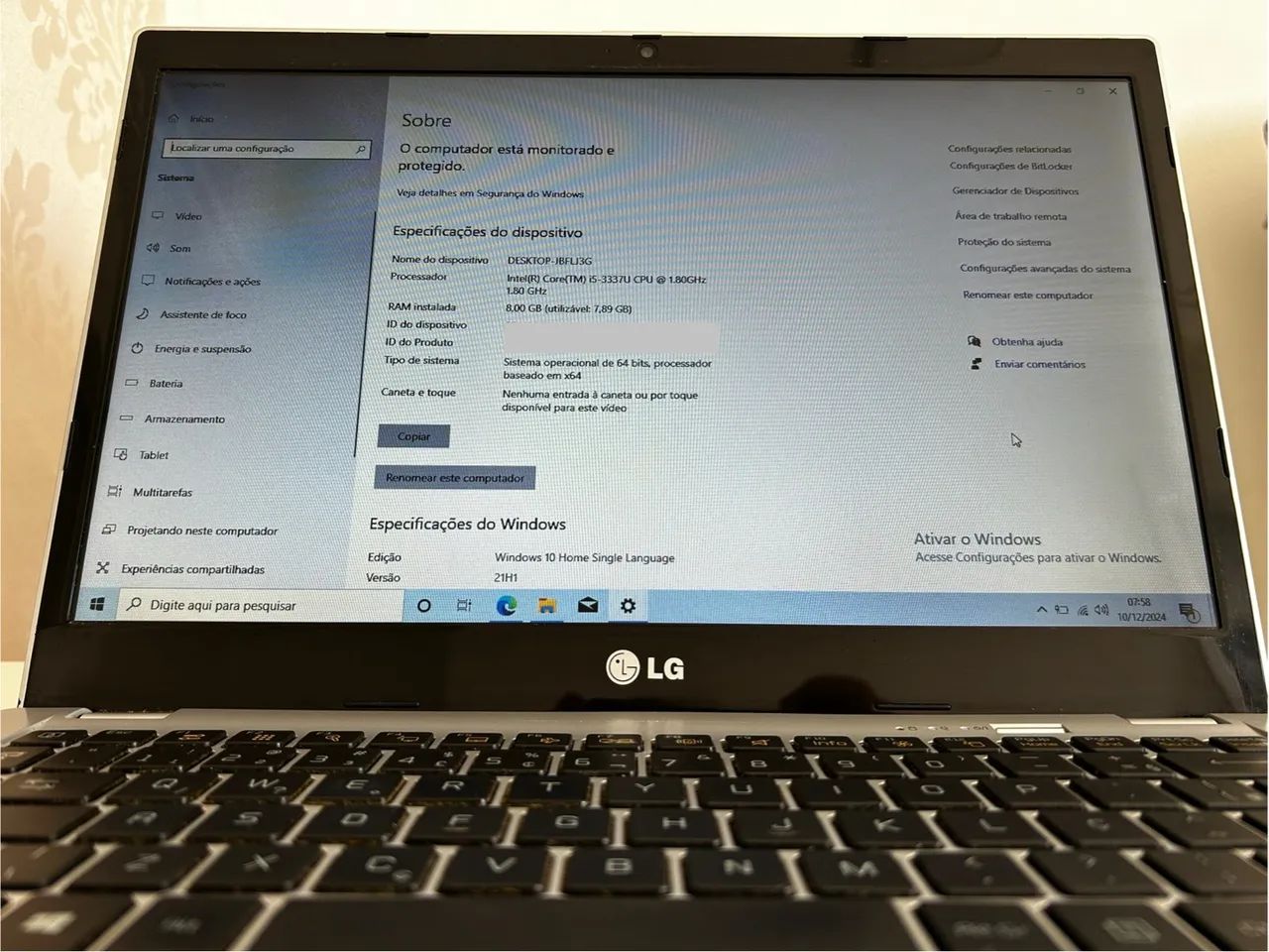 Notebook LG com Windows 10 I5 8GB 240GB SSD - Foto 2