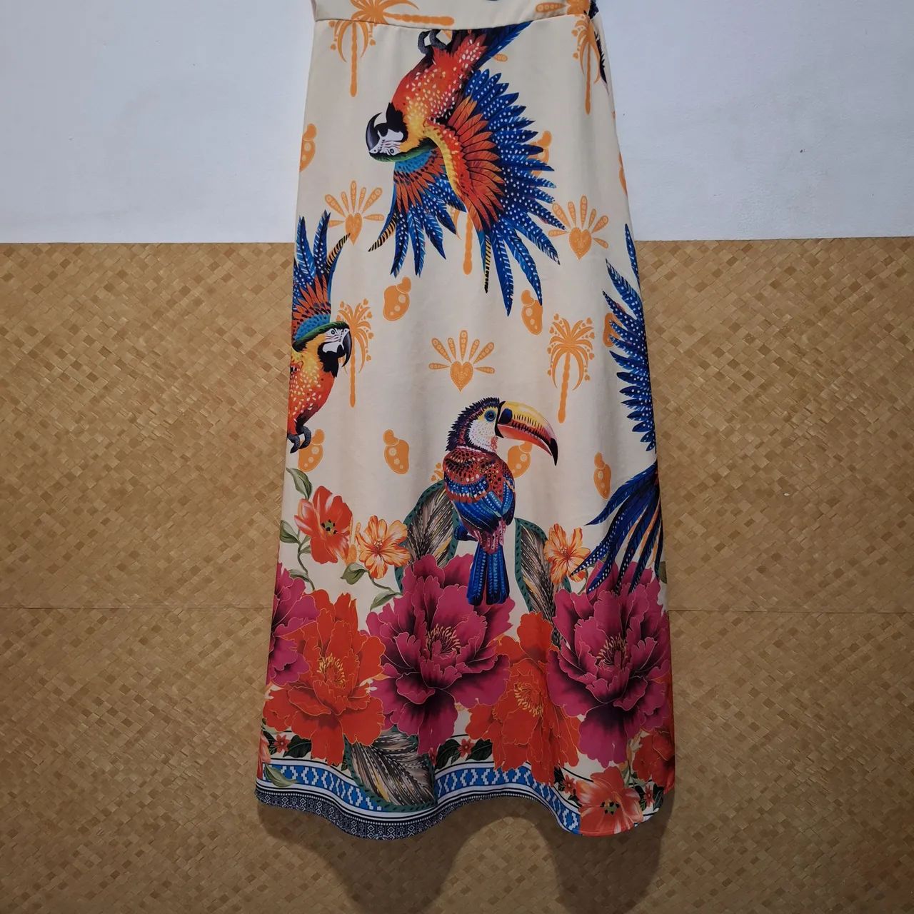 Vestido longo M estampado tropical. Lindíssimo! - Foto 3