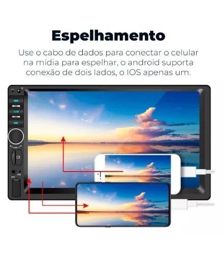 Central Multimídia First Option 7810h Com Espelhamento E Bluetooth Cor Preto - Foto 2