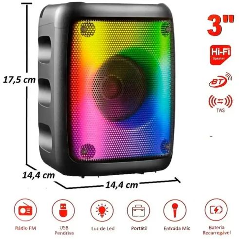Caixa de Som Bluetooth Grasep D-3139 10W - WZetta - Foto 2