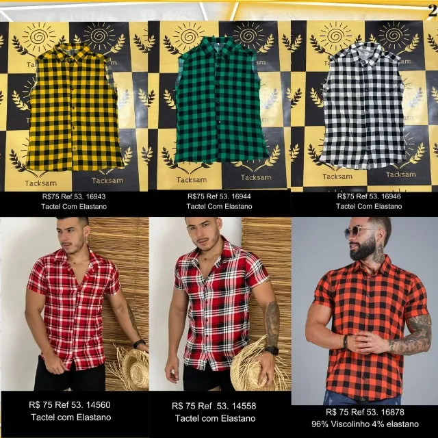 Camisa Masculina Quadriculada Tam P M G GG