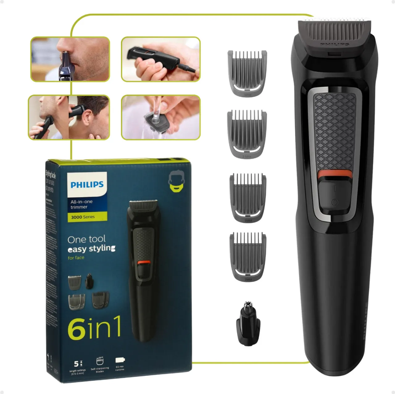 Barbeador Aparador Cortador Cabelo 6 Em 1 Philips Mg3711 Biv