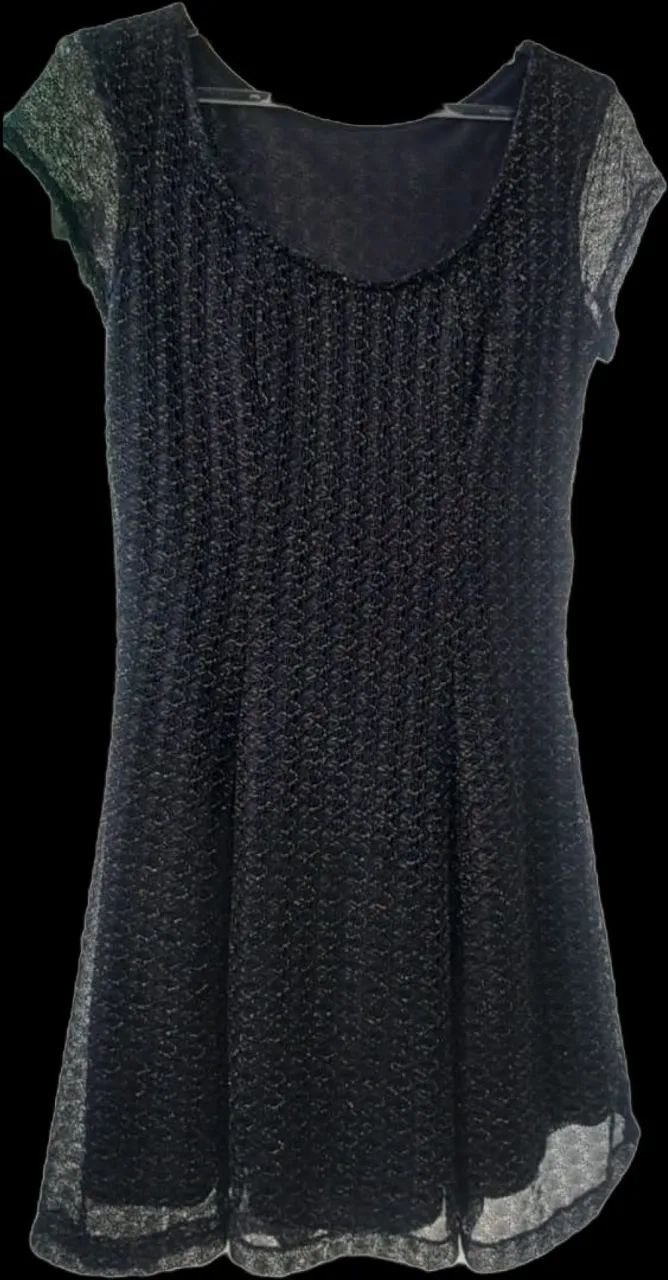 Vestido Preto em Renda com Fios Dourado - Foto 2