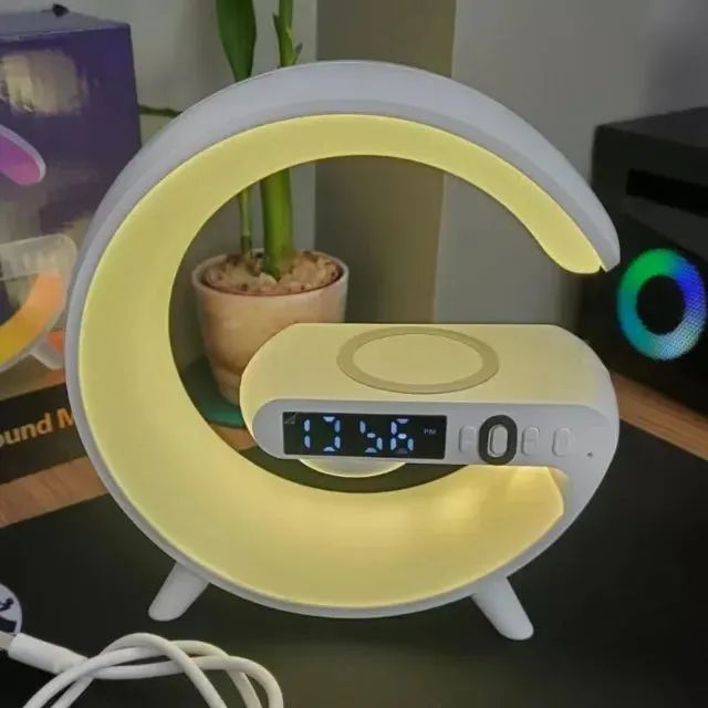 Luminária Caixa De Som Bluetooth G-speaker Carregador e Relogio e Despetador - Foto 3