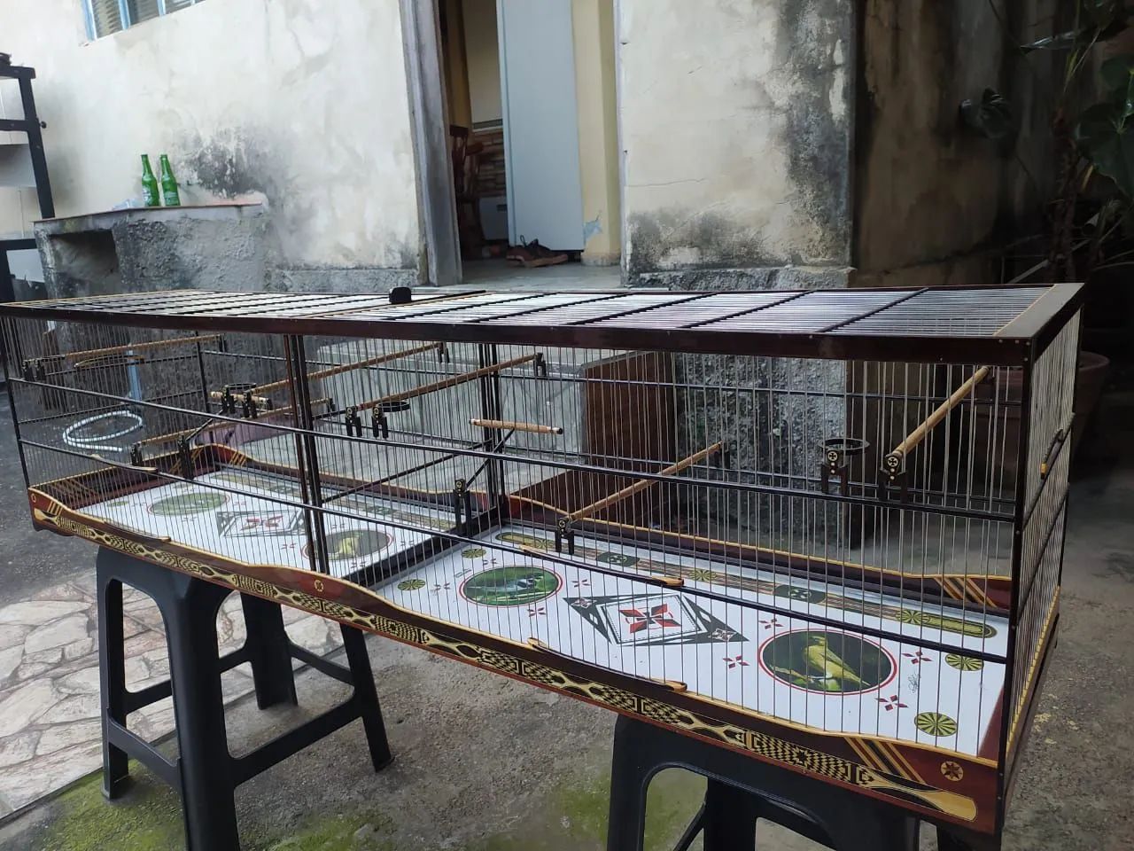 Gaiola voadeira super luxo de 1,40cm marchetaria redonda 