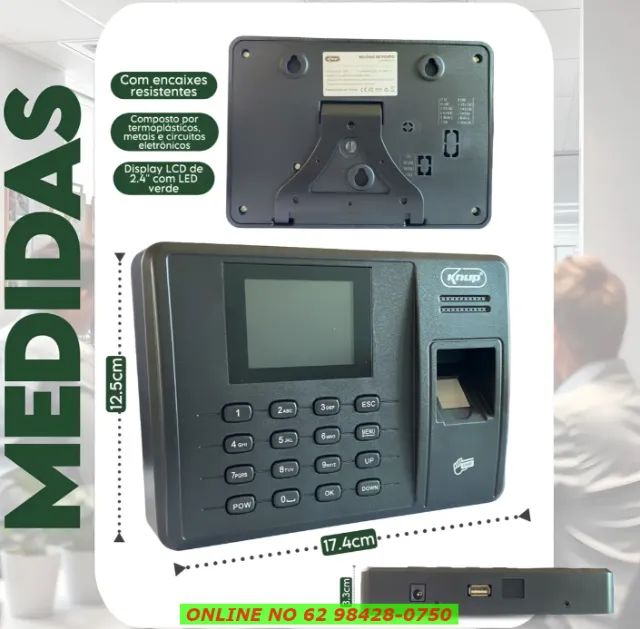 Relógio Ponto Biométrico Digital Eletrônico Registro Empresa Preto - Foto 4