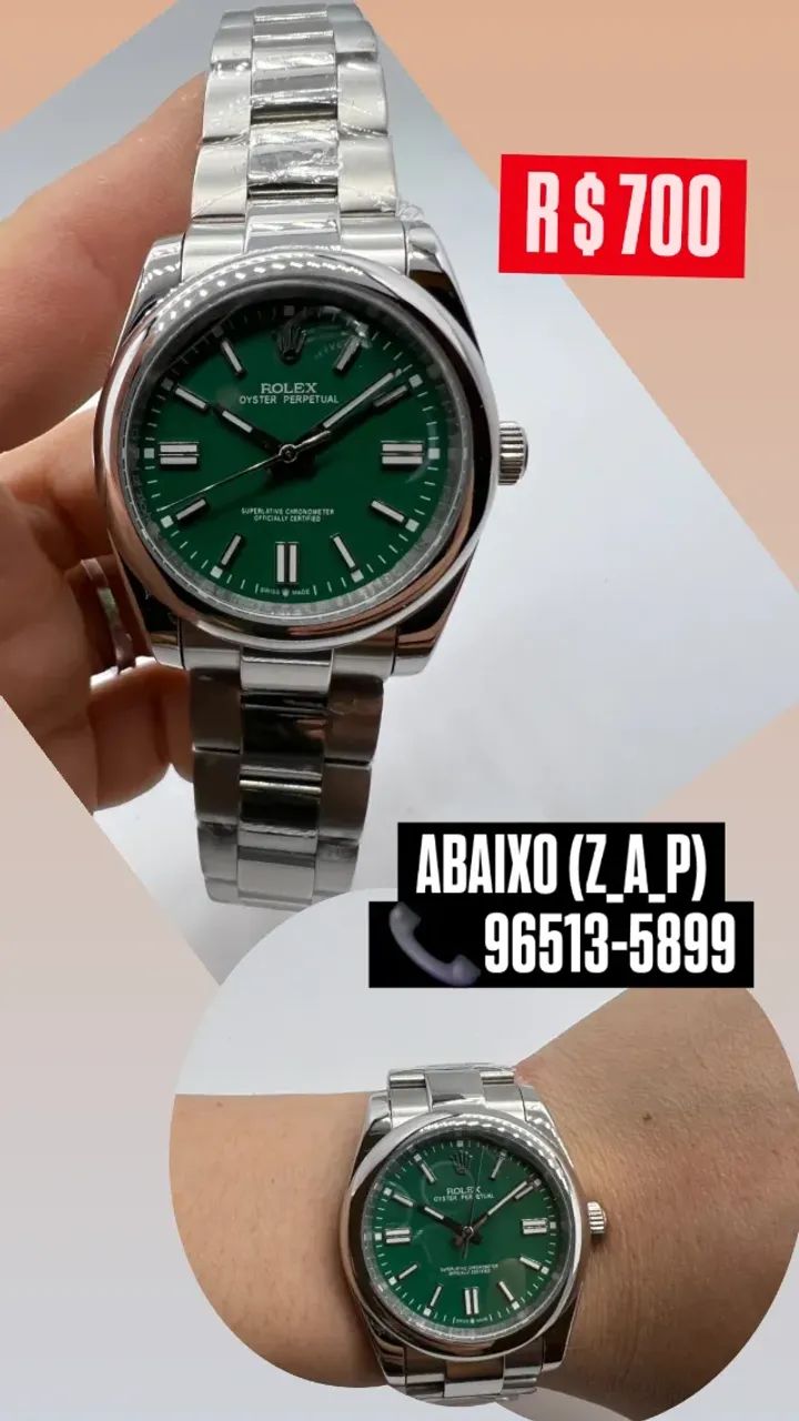 Relógio ROLEX AUTOMÁTICO  - MODELO OYSTER PERPETUAL FUNDO VERDE  - Foto 2