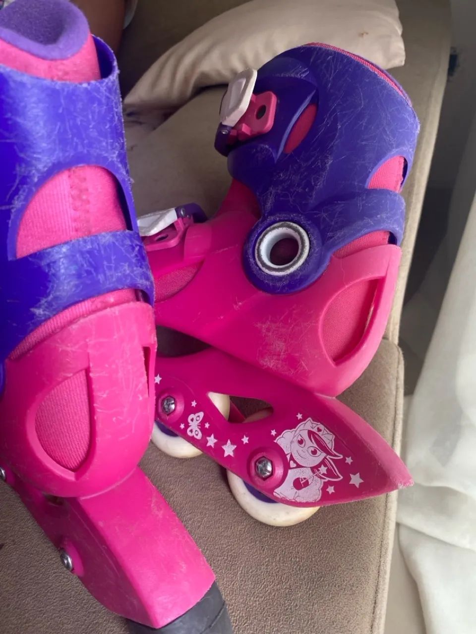 Patins Infantil Rosa com Rodinhas - Foto 4