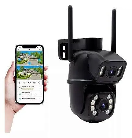 Câmera de Segurança Wi-fi Externa Dupla 6MP iCSEE - Prova D'água Prova - Nova