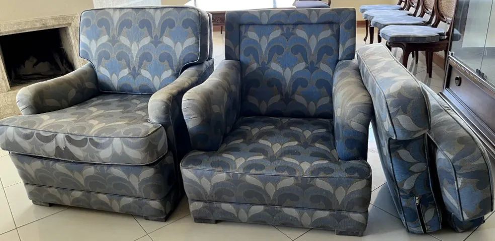 Par de Poltronas Qualidade Tecido Jacquard Almofadas Soltas Ziper - Foto 2