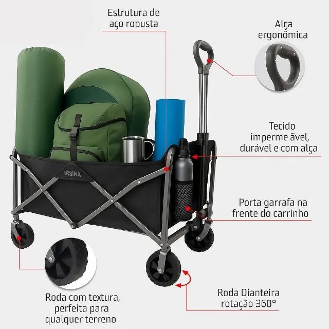 Carrinho de Carga Camping 100kg - Foto 4