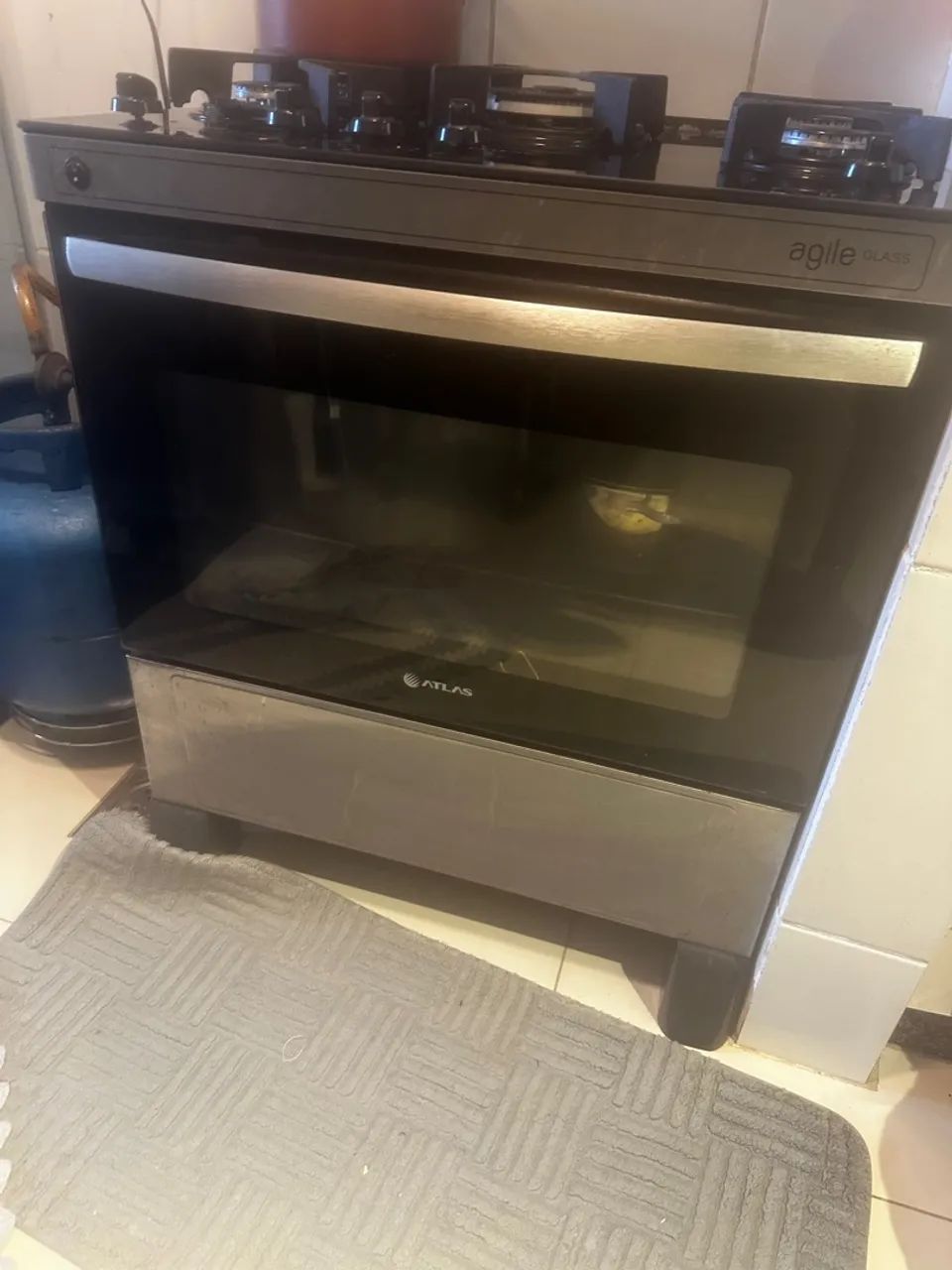 Fogão Atlas Agile Glass 5 Bocas - Preto/Prata - Foto 2