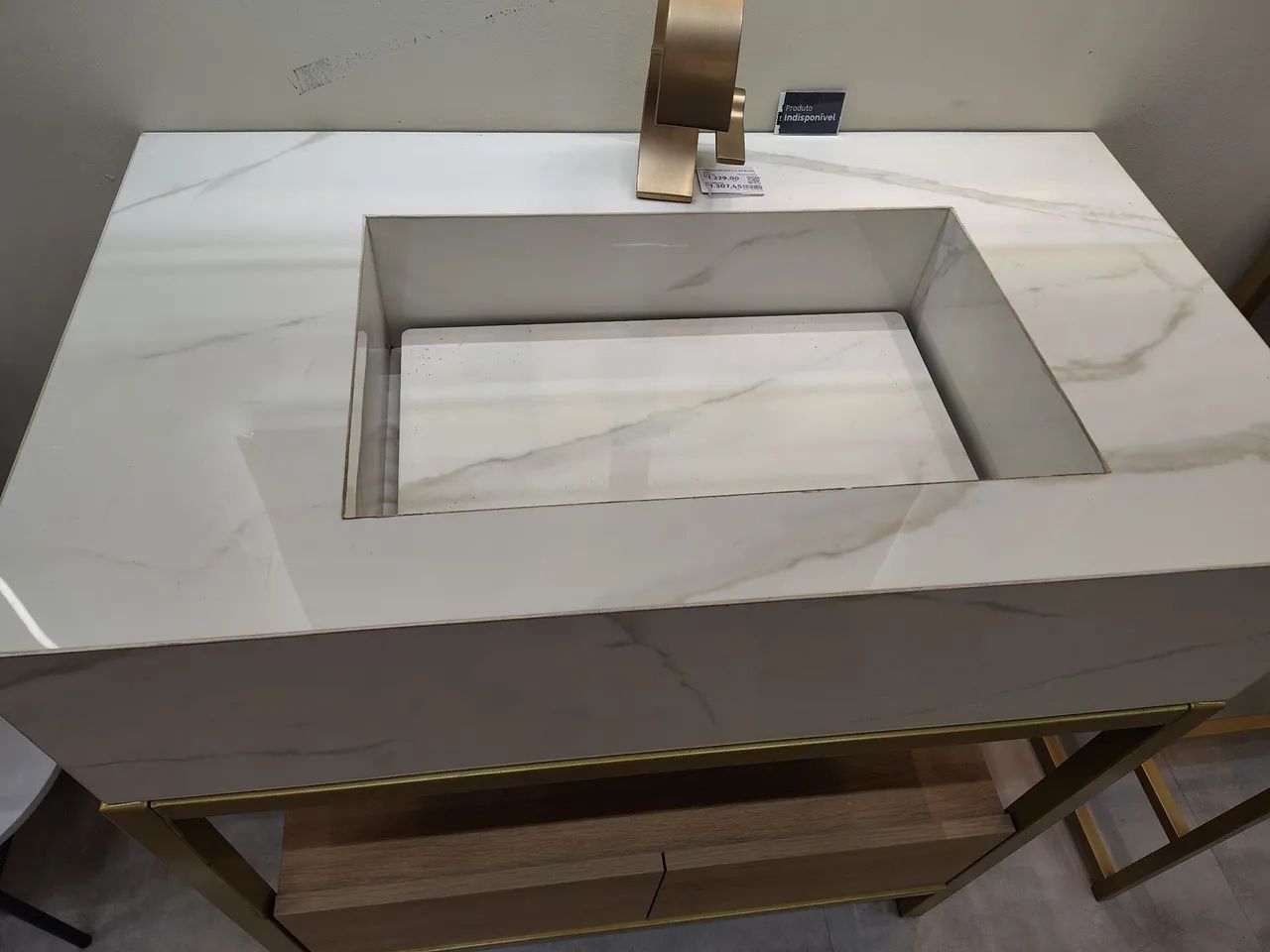 gabinete com cuba esculpida porcelanato bongut 80x45 - Foto 3