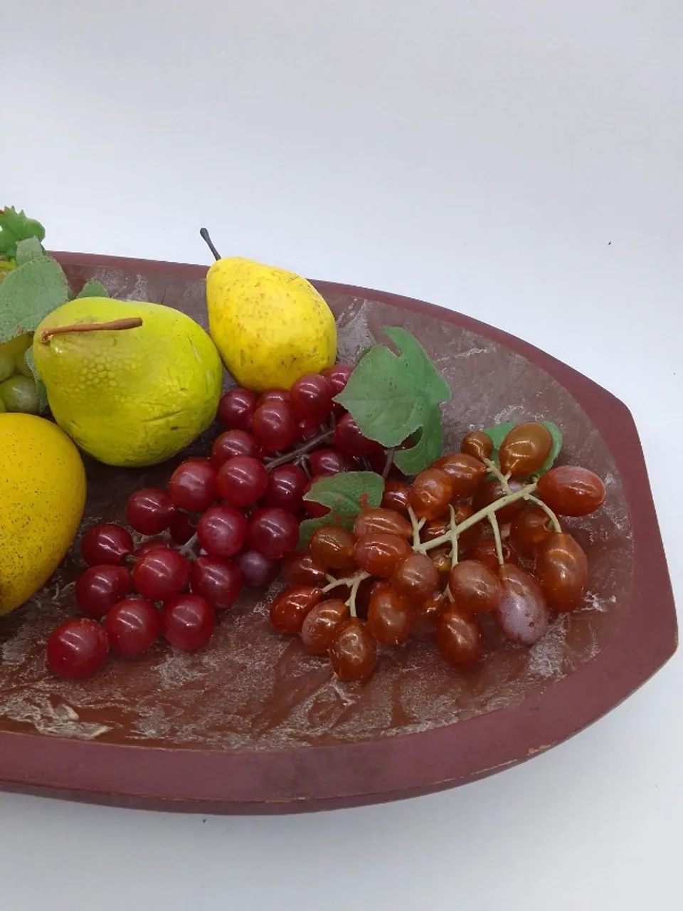 Fruteira Rustica Madeira Frutas Artificiais Anos 90 -44 Cms - Foto 3