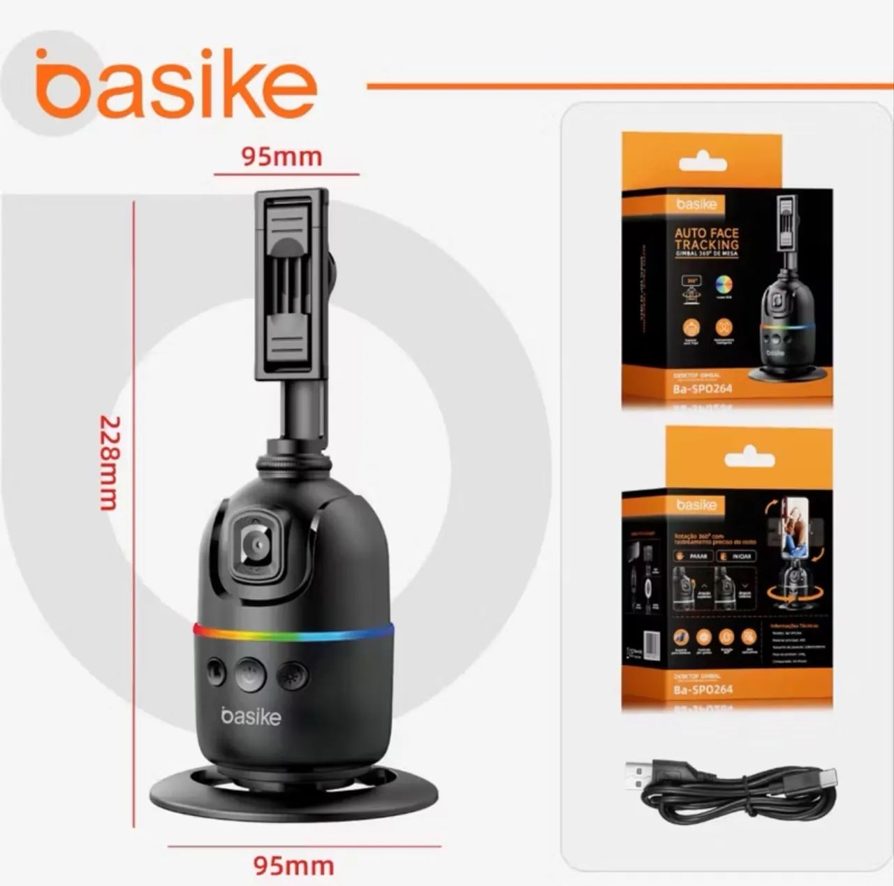 Estabilizador Gimbal Basike 360° ? Rastreamento Inteligente com IA - Foto 5