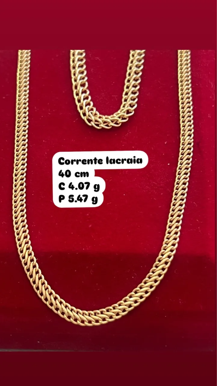 Conjunto de corrente e pulseira de ouro com garantia eterna