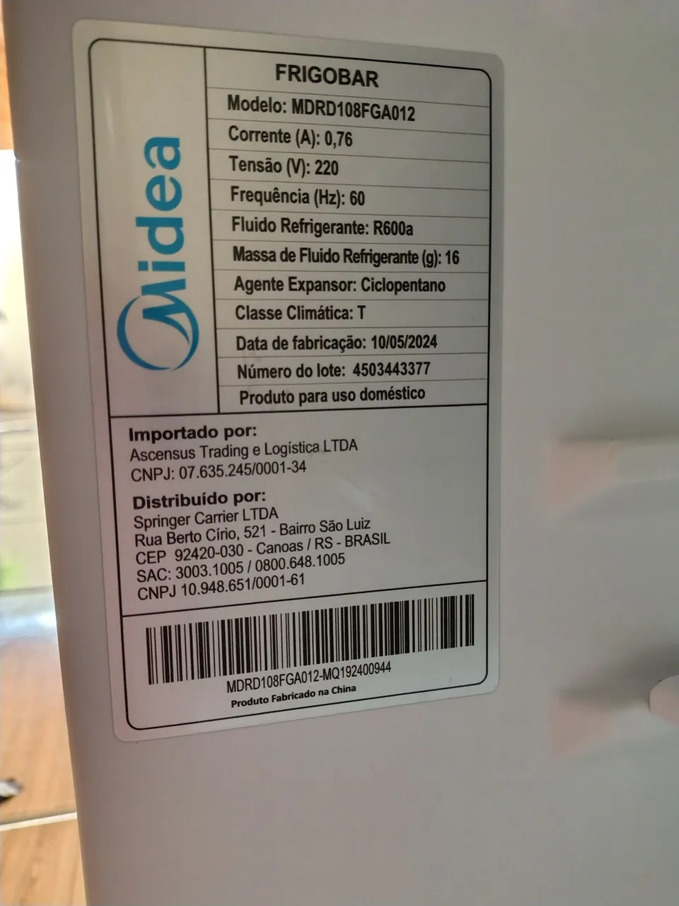 Frigobar Midea 67 Litros