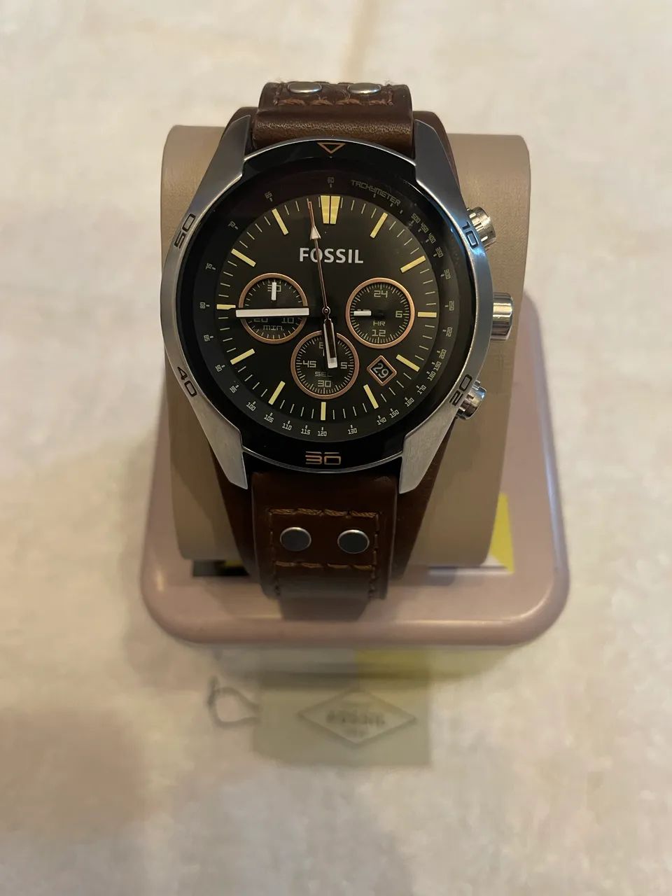 Relógio Fóssil Coachman pulseira em couro