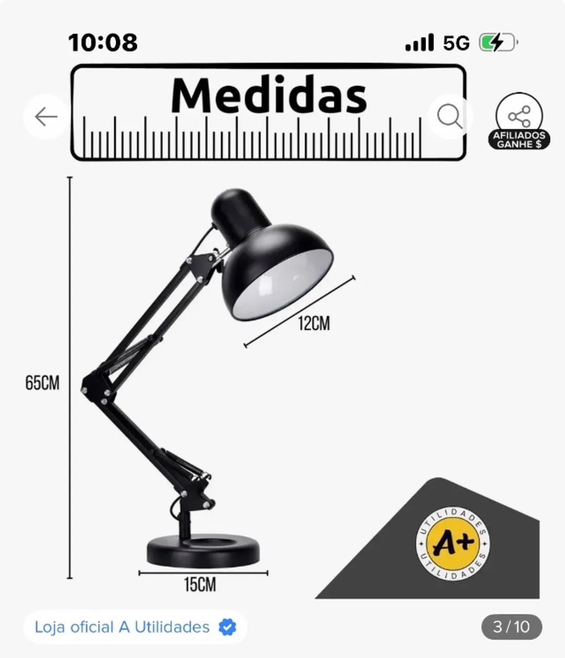 Luminária de mesa 