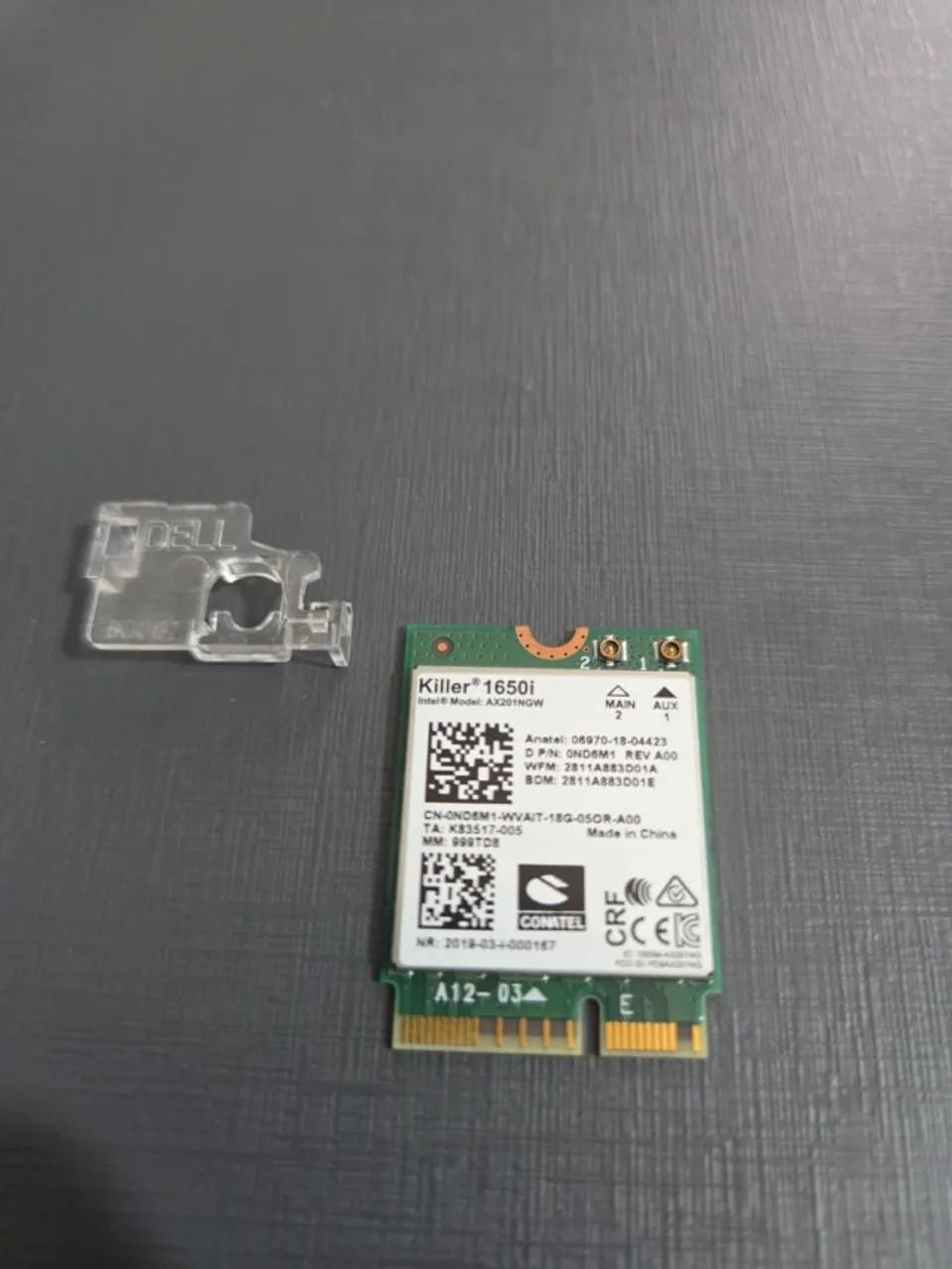 Placa Wi-Fi Killer 1650i Intel AX201NGW - WiFi 6 + Bluetooth - Notebook
