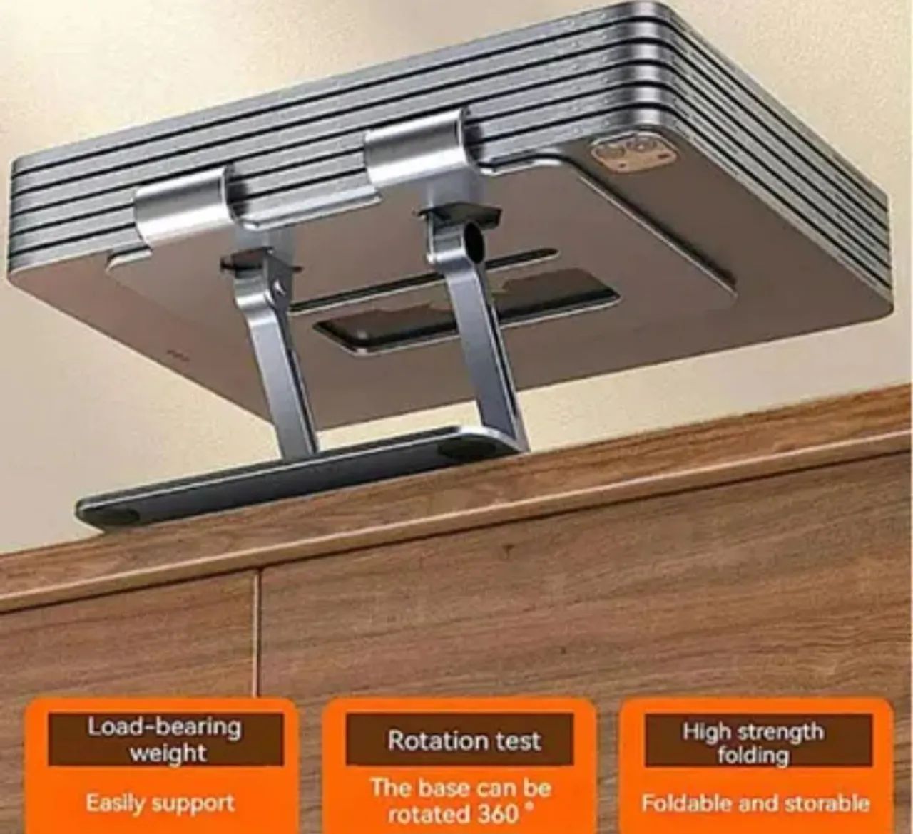 Suporte de alumínio ajustável para notebook e tablet gira 360 - Foto 5