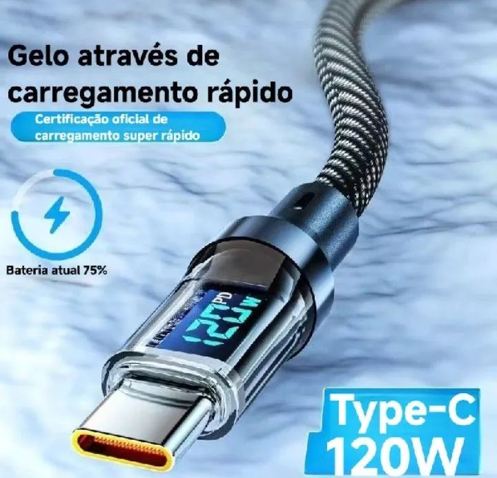 2 cabos para celular tipo C 1 flexível 24w e 1 led 100w - Foto 5