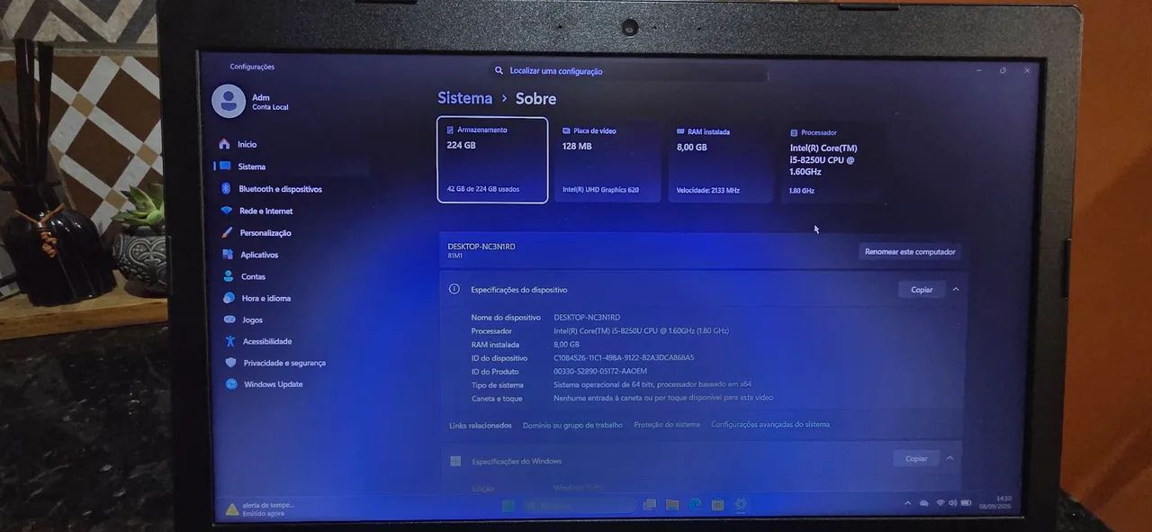 Notebook Lenovo i5 8 geracao 8 gb ram ssd 240 - Foto 5