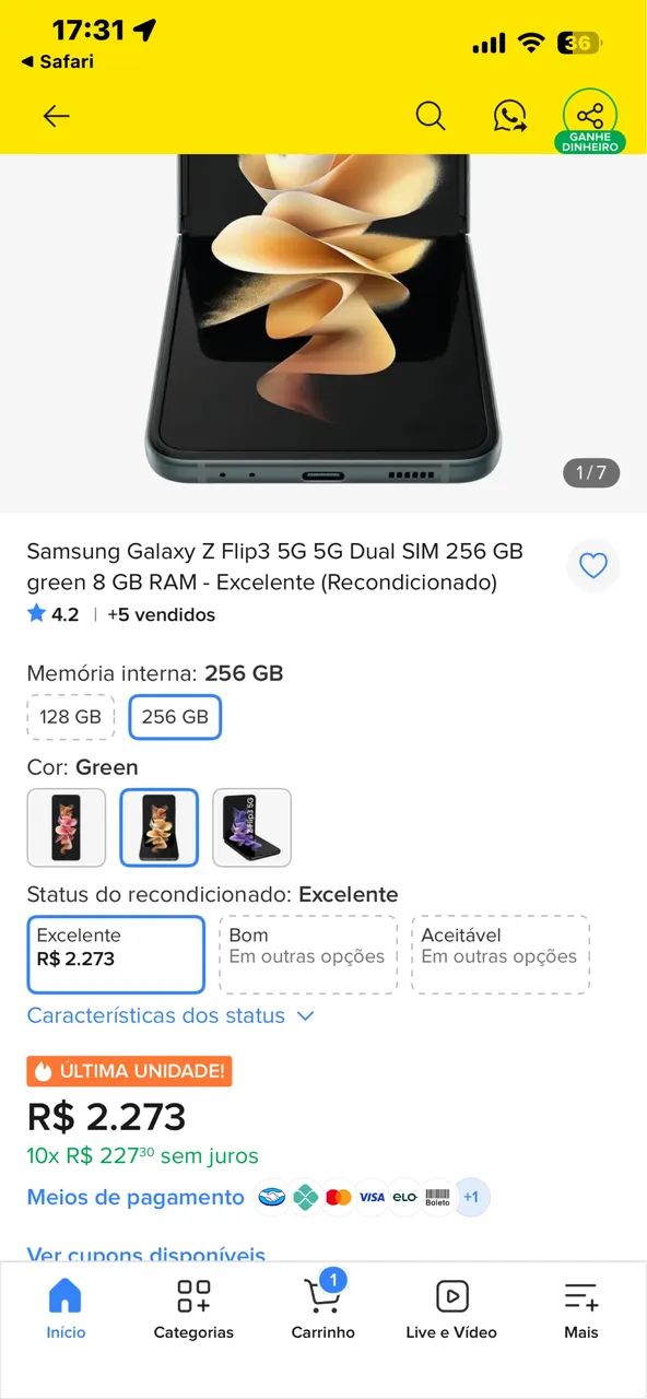 galaxy Z flip 3 5g 256g - Foto 5