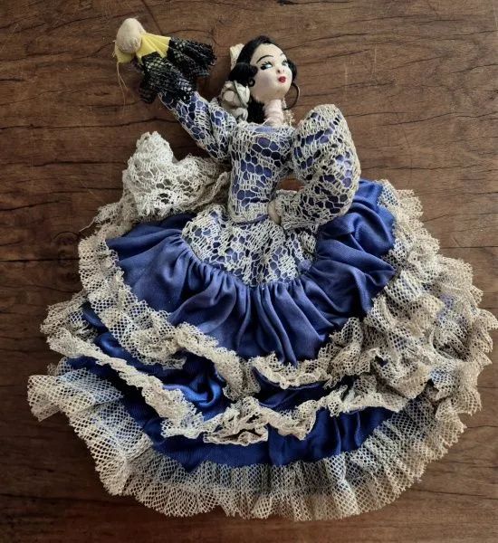 Boneca de pano dançarina espanhola pintada a mão - década de 60 - Foto 2