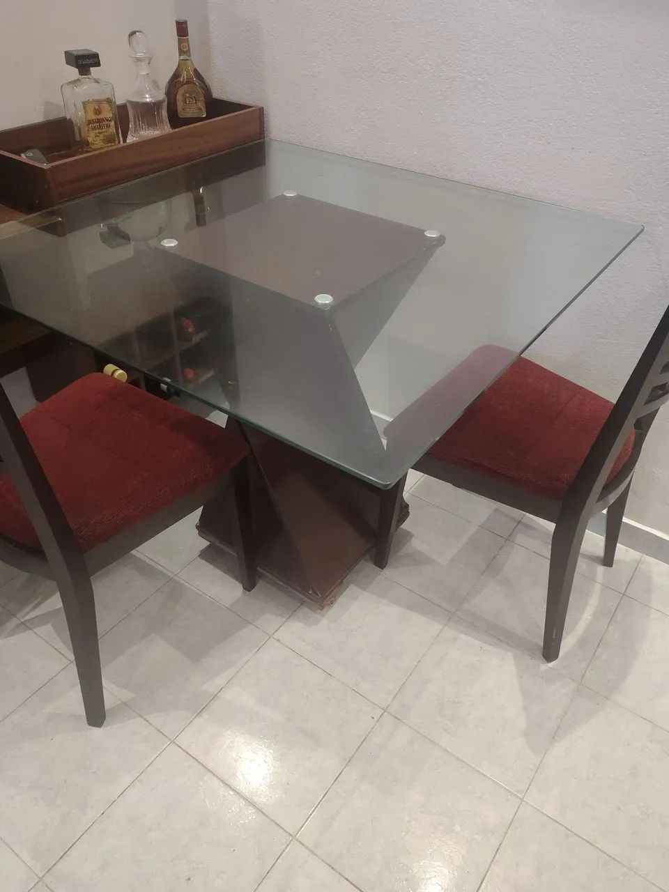Mesa tampo de vidro 