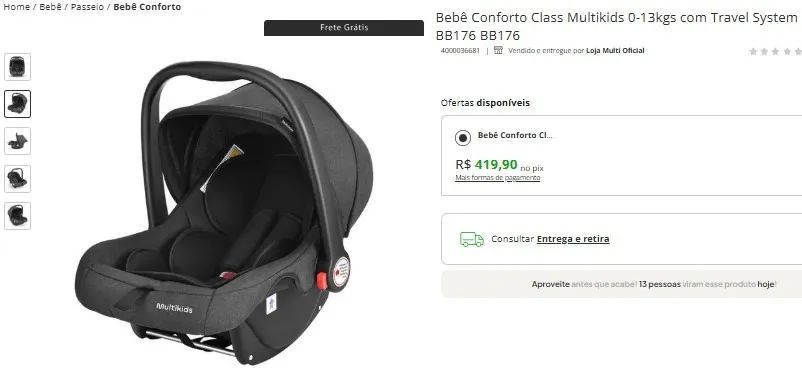 Carrinho de Bebê Beyond 2 em 1 + Bebê Conforto Class - Multikids Baby - Foto 2