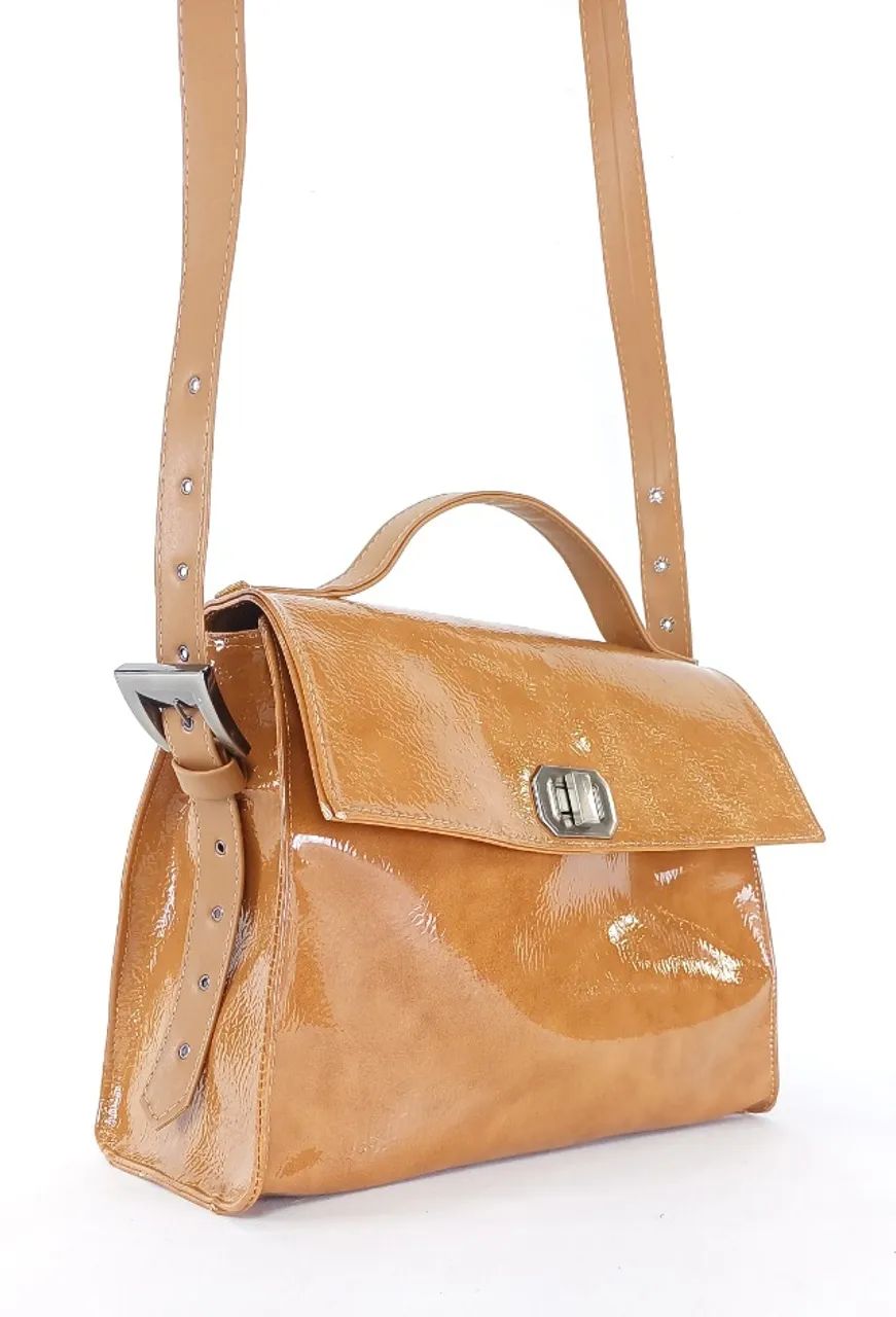 Bolsa Transversal Vinil Caramelo - Foto 3