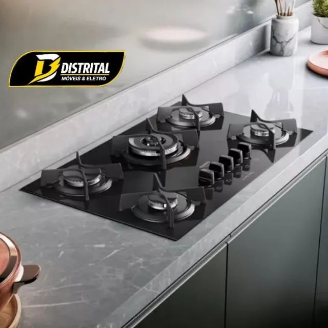 Fogão Cooktop Dako Supreme 5 Bocas Tripla Chama Preto Novo
