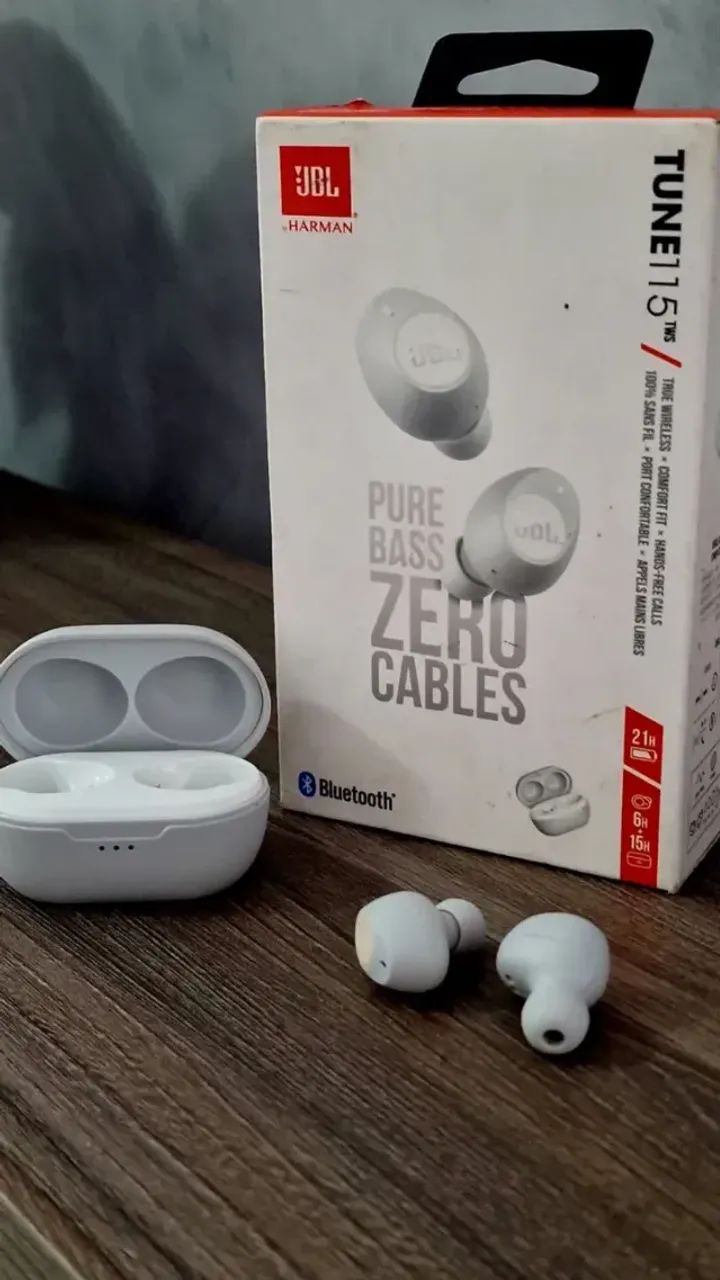 Fone De Ouvido JBL Tune 115tws Bluetooth Microfone Branco