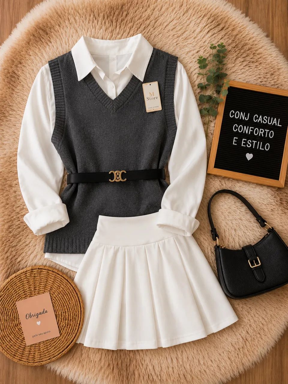 Conjunto elegante com cinto 
