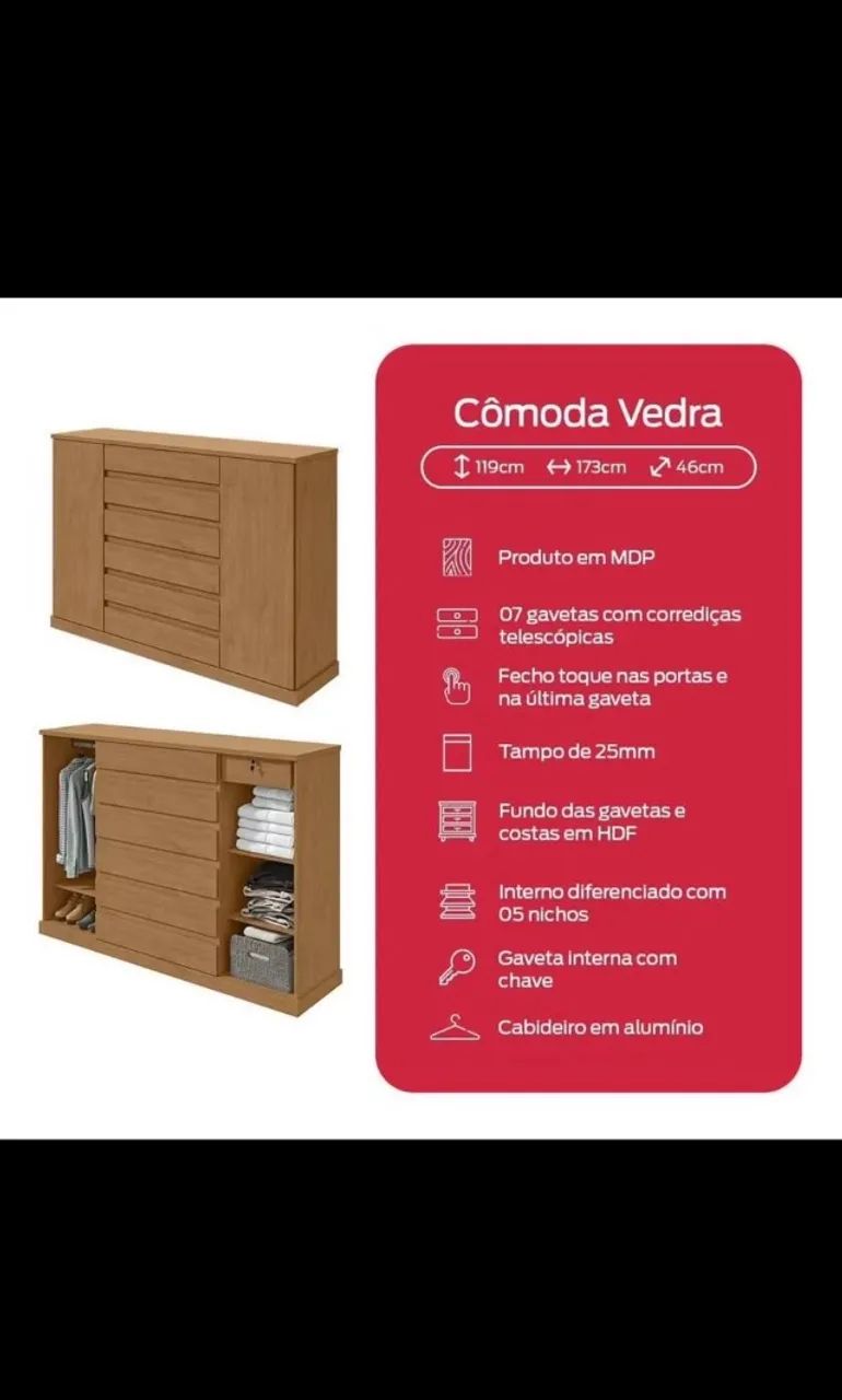 Cômoda grande, nova e ainda na caixa - Foto 2
