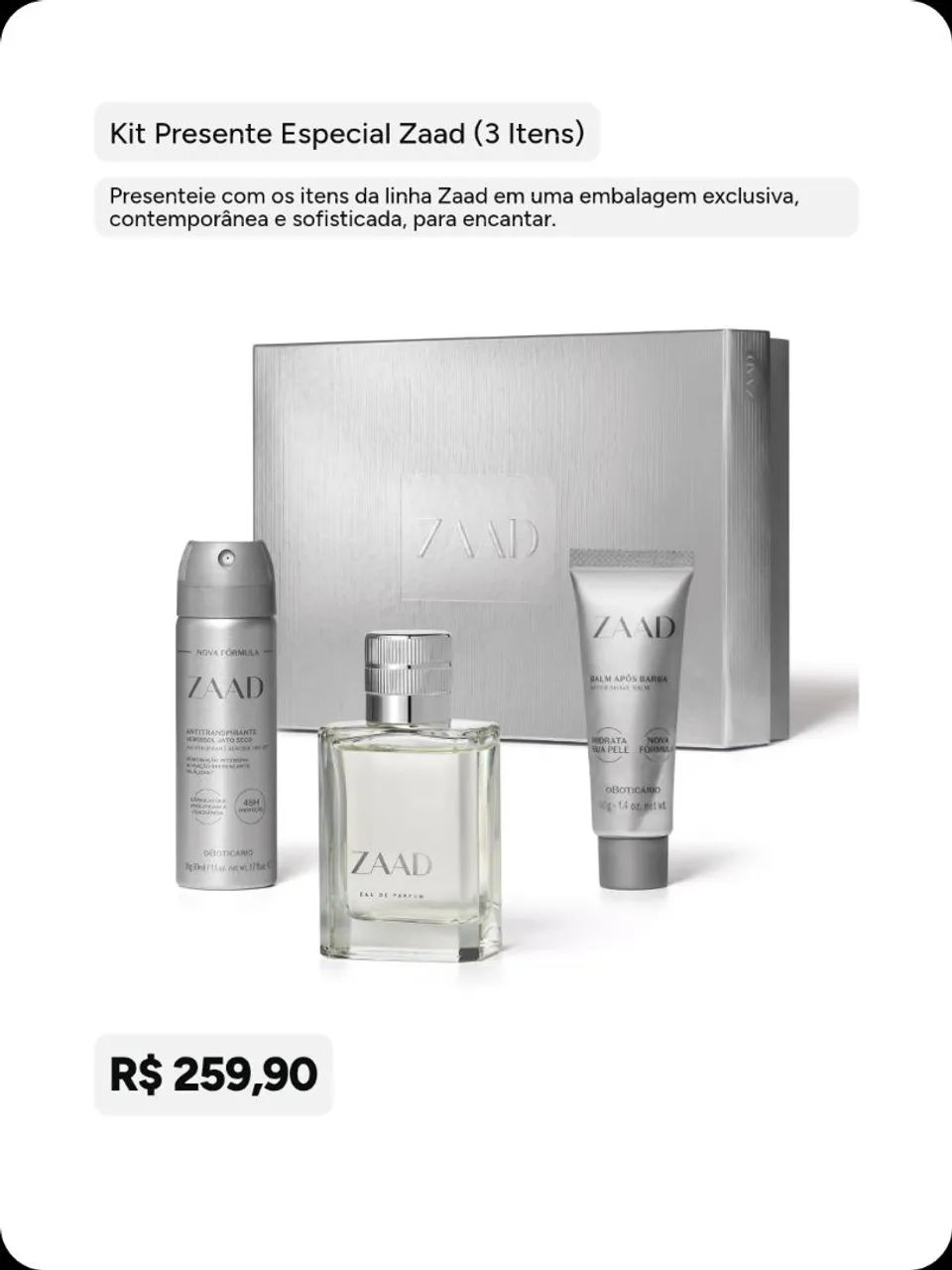 Kit Zaad o Boticário 