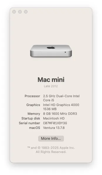 mac mini late 2012