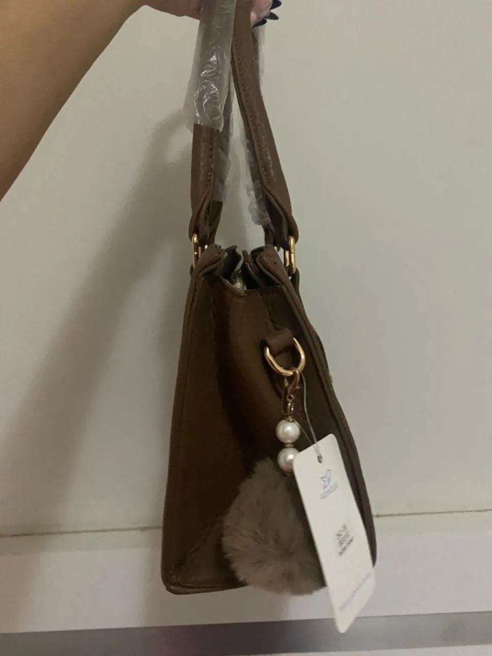Bolsa bege/marrom nova tamanho médio - Foto 2