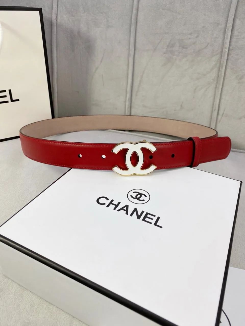 Cinto Chanel Vermelho em couro  - Foto 5