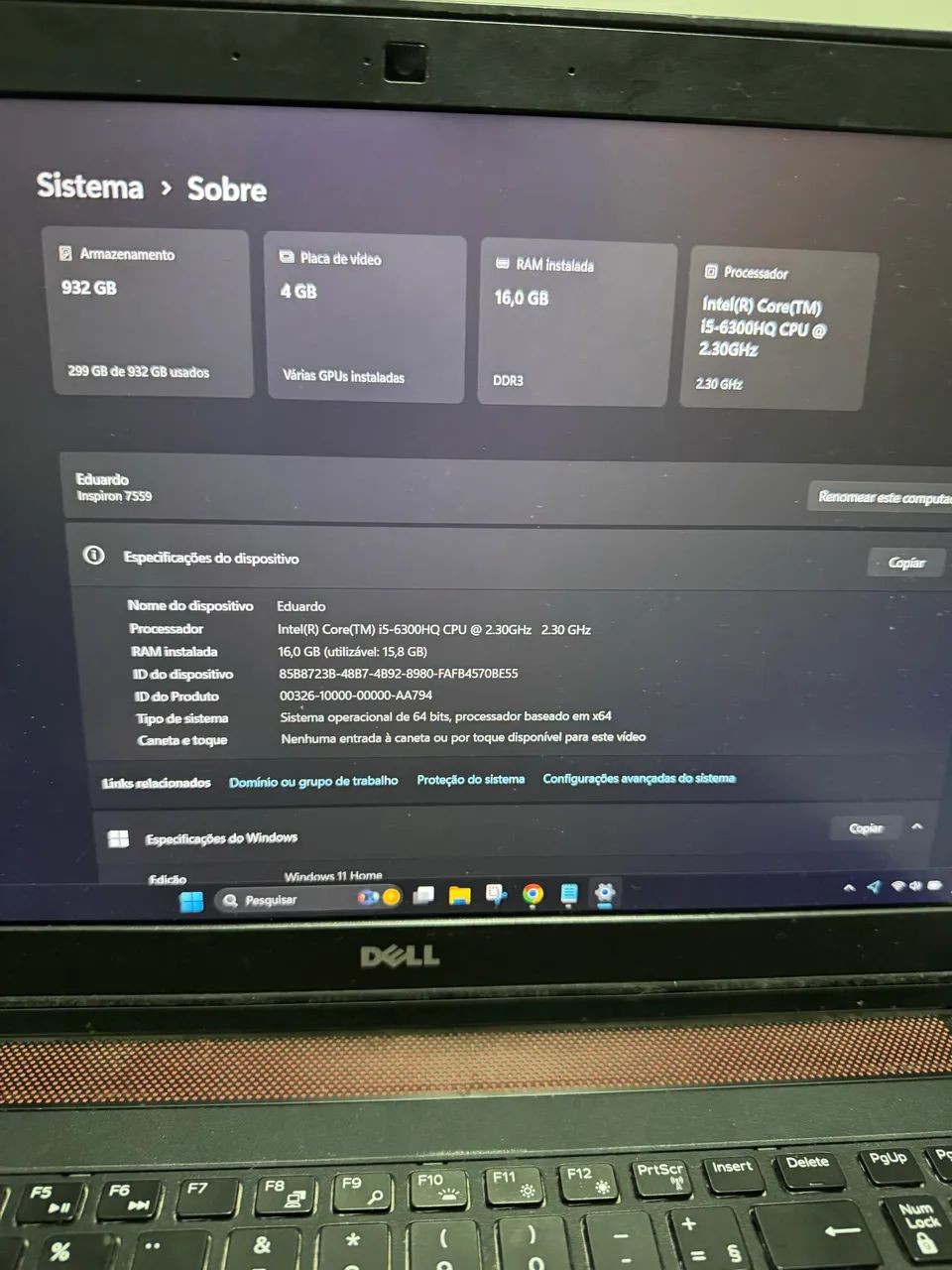 Notebook Dell Usado 1T, 16 de ram - Foto 2