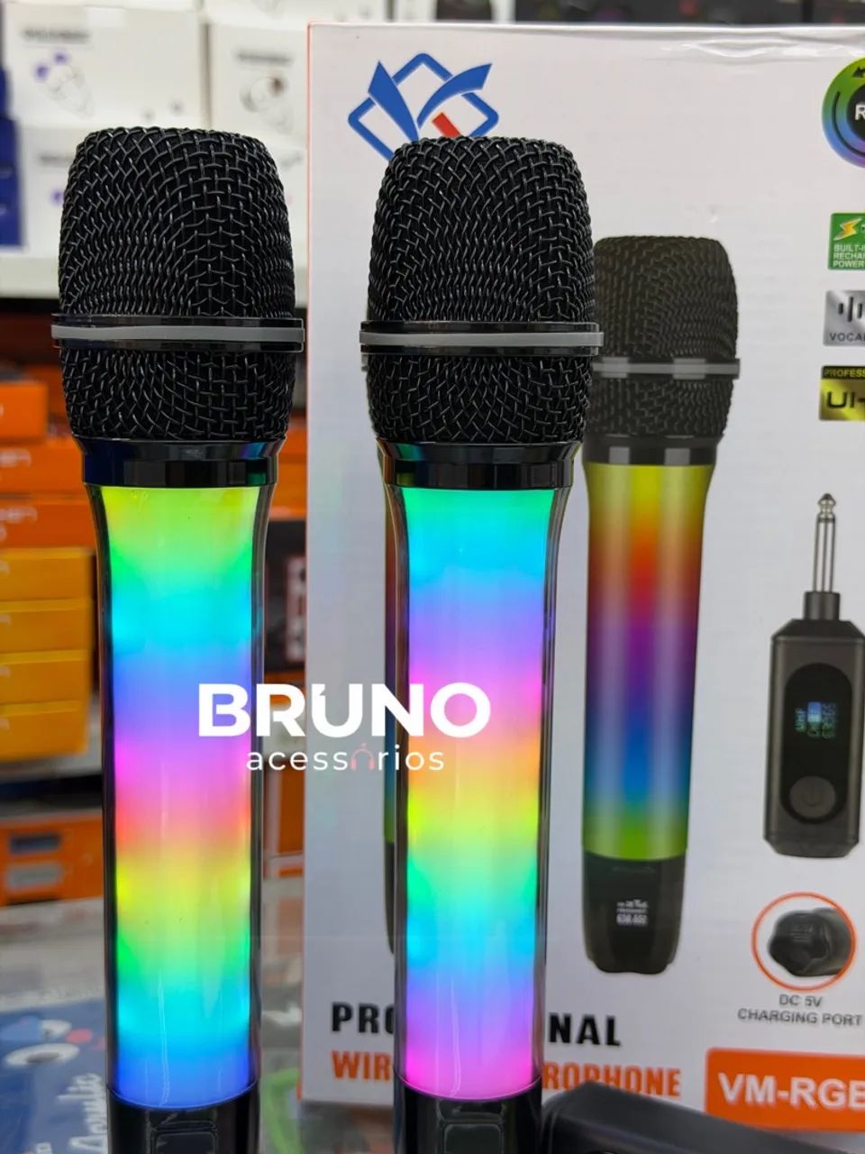 Microfone sem Fio com led duplo UHF - Foto 4