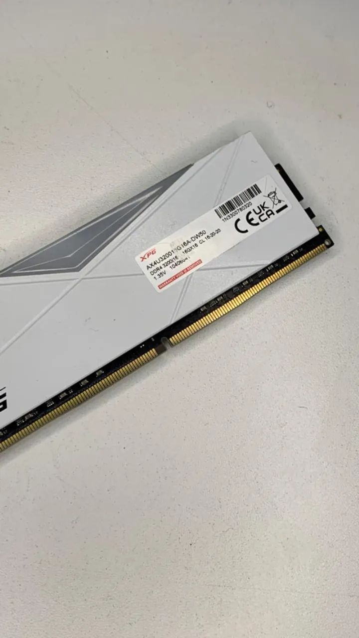 1X16GB XPG BRANCA RGB 3200MHZ