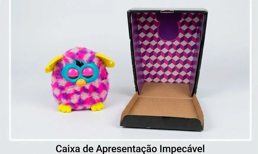 Furby Boom Hasbro Original Xadrez Rosa E Roxo Com Caixa - Foto 2