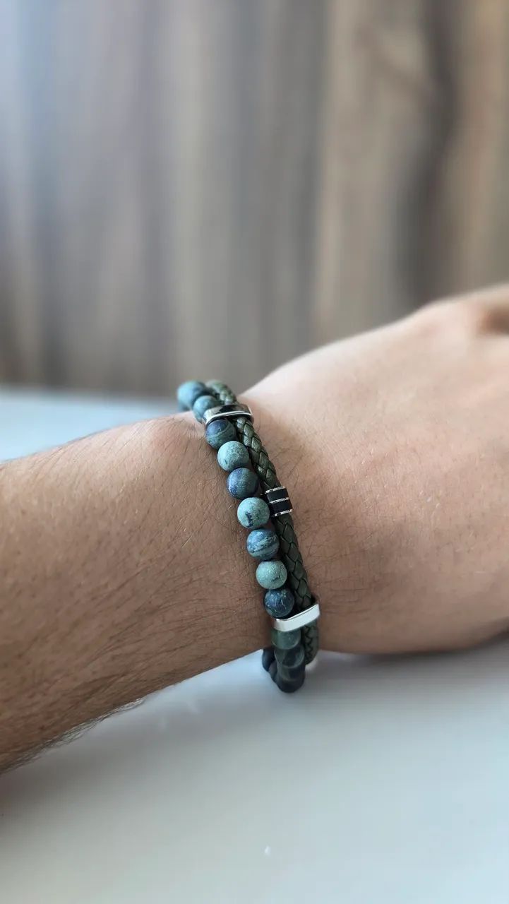 Pulseiras Masculinas Premium (Couro e Pedras verdadeiros)<br> - Foto 5