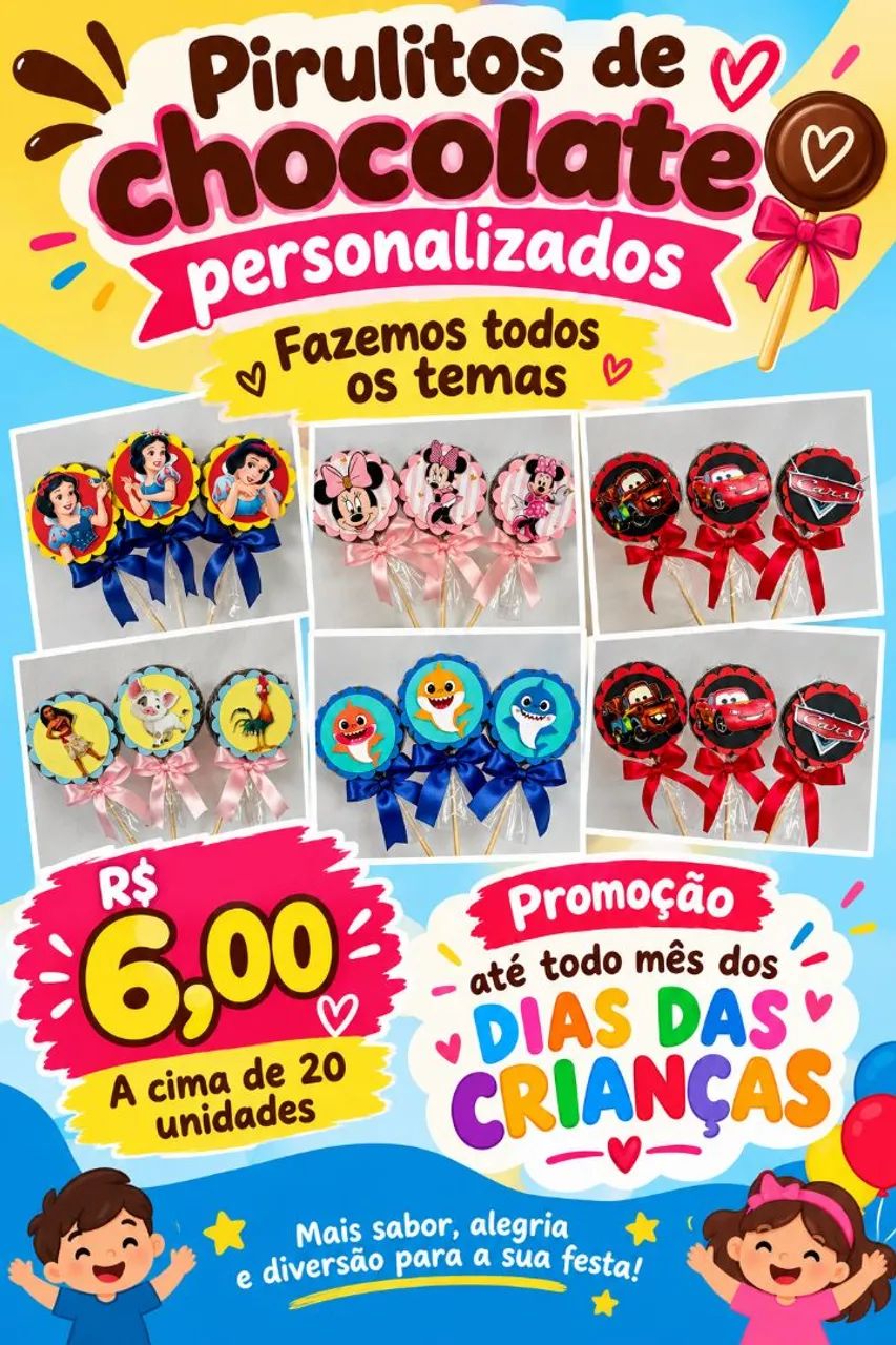 Pirulitos de chocolate personalizados 